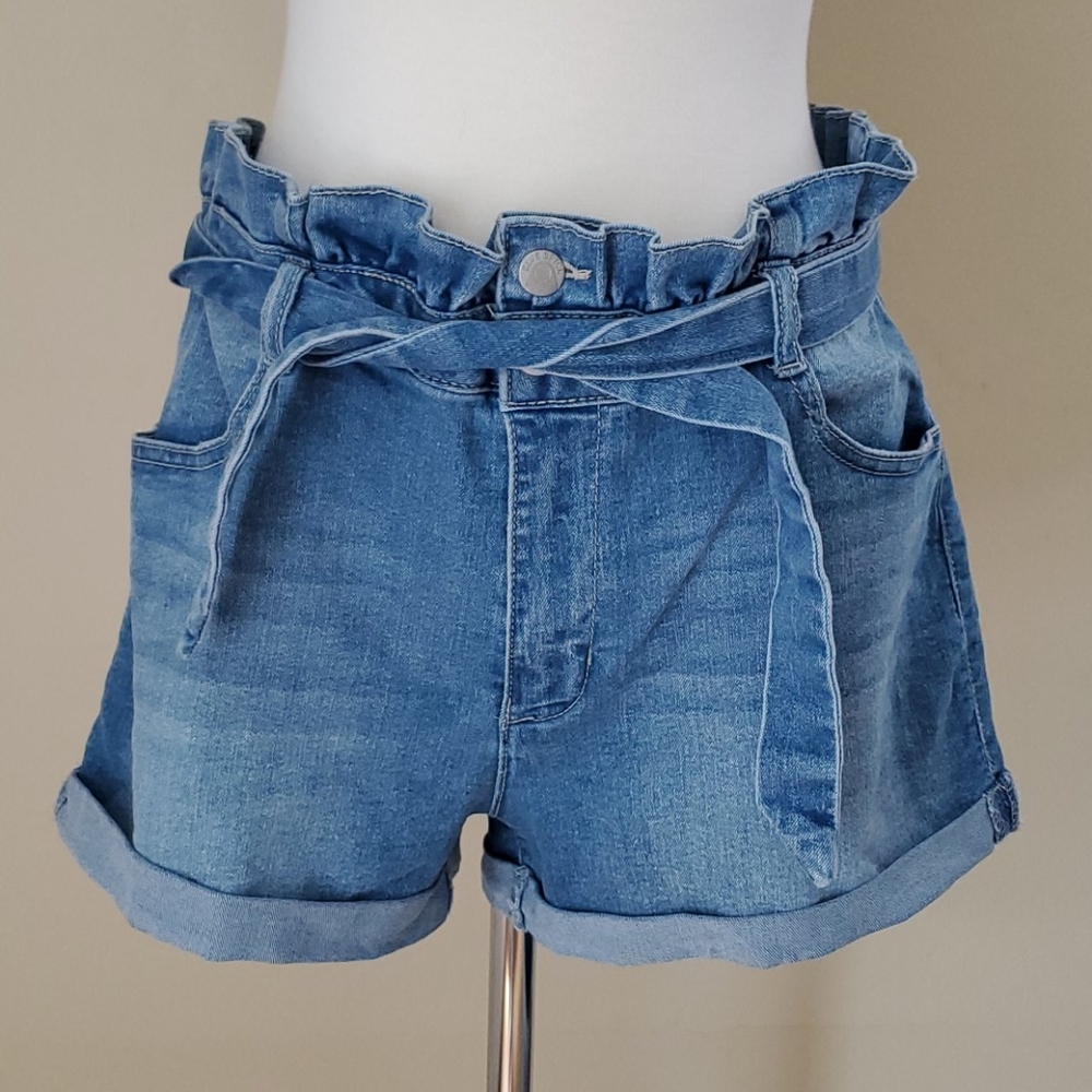 Denim Paper Bag Shorts